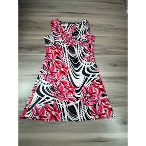 Essentials by Milano Sleeveless Floral Print Dress WMNS M Bohemian Grunge Y2K